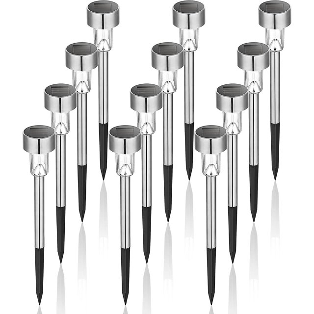 12 Pack Solar Lights Outdoor Waterproof Stainless Steel LED Solar Pathway Lights Outdoor Solar Lights for Patio Lawn Yard and Landscape Warm White