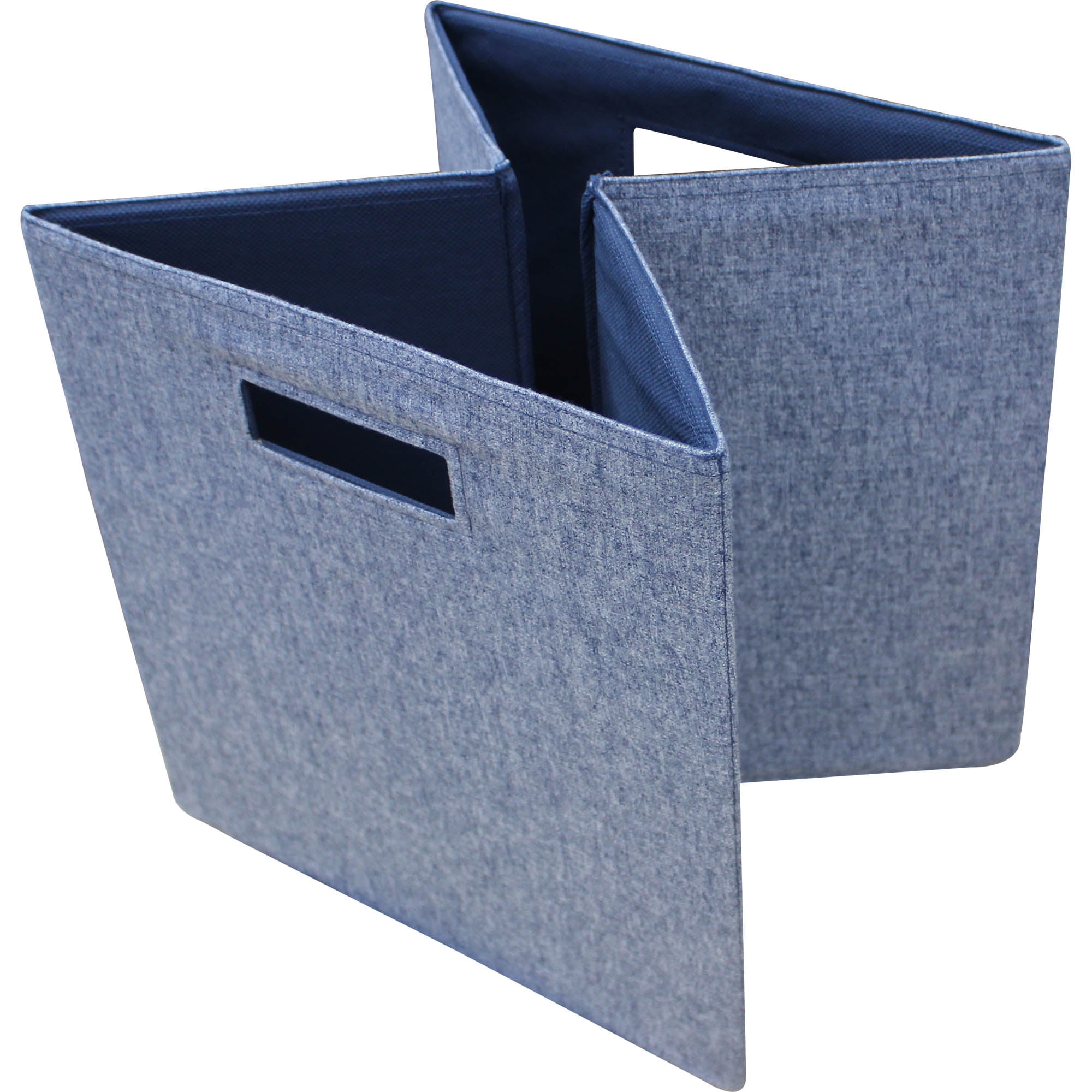 Better Homes & Gardens Fabric Cube Storage Bins (12.75" x 12.75"), Washed Indigo, 2 Pack