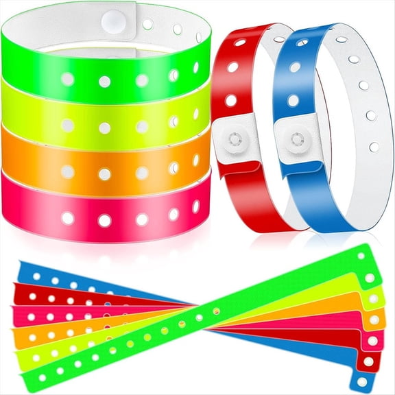 48pcs Vinyl Wristbands Plastic Event Wristbands Colorful Wristbands for Events Concert Carnival Nightclub, Set 1