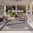 thumbnail image 4 of SAFAVIEH Courtyard Abagail Bordered Indoor/Outdoor Area Rug, Anthracite/Light Beige, 5'3" x 7'7", 4 of 15