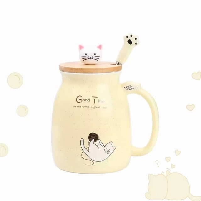 Taza de cerámica con diseño de gato lindo - Taza de café de 12 oz for amantes de los gatos