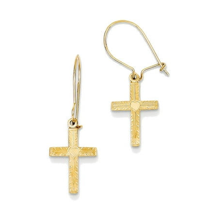 14k gold cross dangle earrings