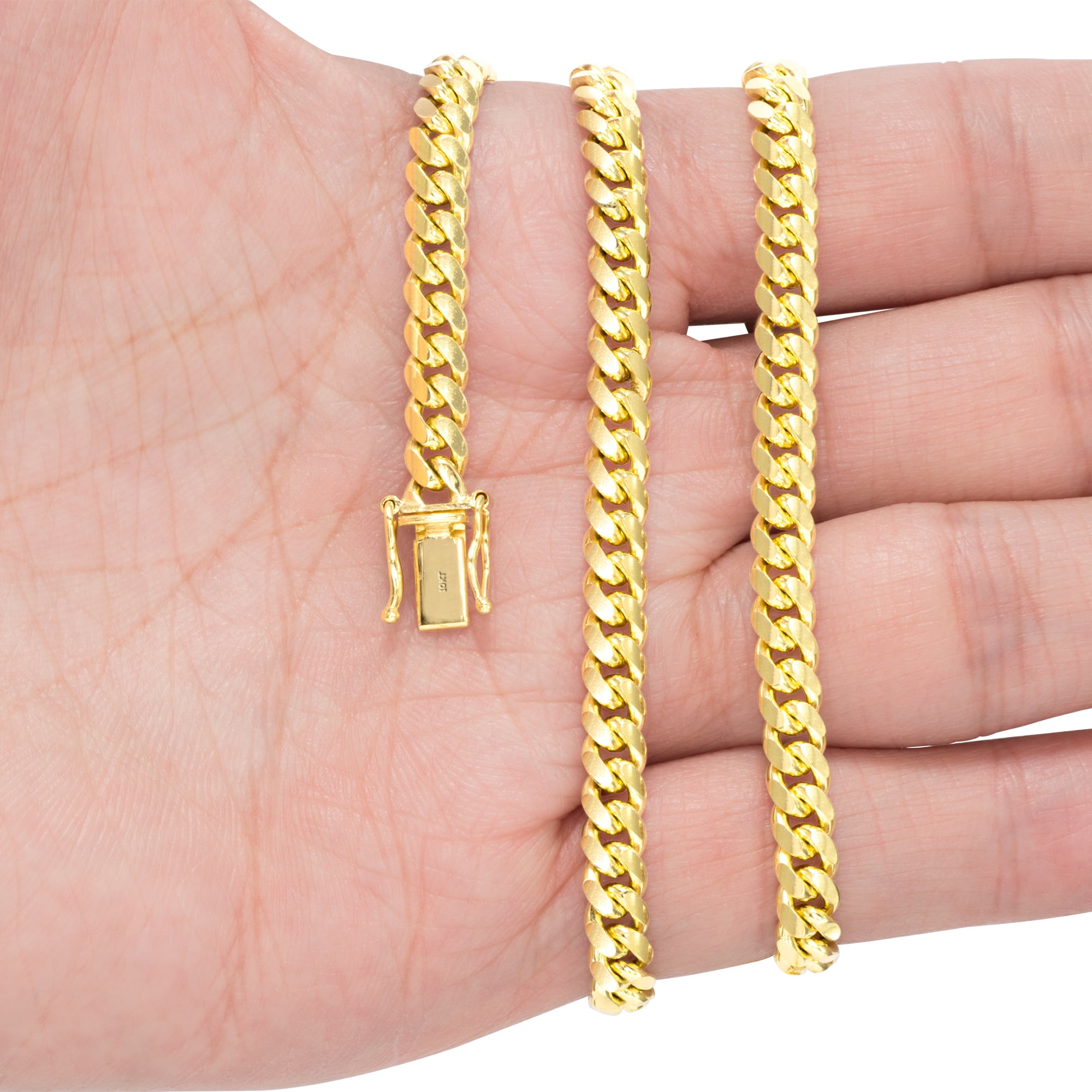 Nuragold 10k Real Yellow Gold Solid Miami Cuban Link 5mm Chain Necklace (16"-30") Italian Jewelry for Men