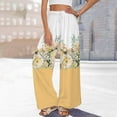 thumbnail image 2 of YUANGUANST Women's Wide Leg Pants Womens Wide Leg Palazzo Pants Boho Floral 2025 Summer Beach Culottes Flowy Casual Trousers For Vacation Business Work Casual Pants, 2 of 4