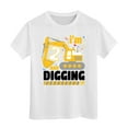 thumbnail image 2 of Toddler T Shirts Toddler Kids Boys Summer Excavator Print Short Sleeve Casual T Shirt Lightweight Breathable Soft Top Baby Boy Summer Clothes White 3 Years-4 Years, 2 of 4