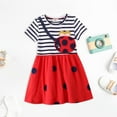 thumbnail image 5 of WOYY Toddler Girls Cartoon Ladybug Print Casual Dress Short Sleeve Knit Dress, 5 of 8