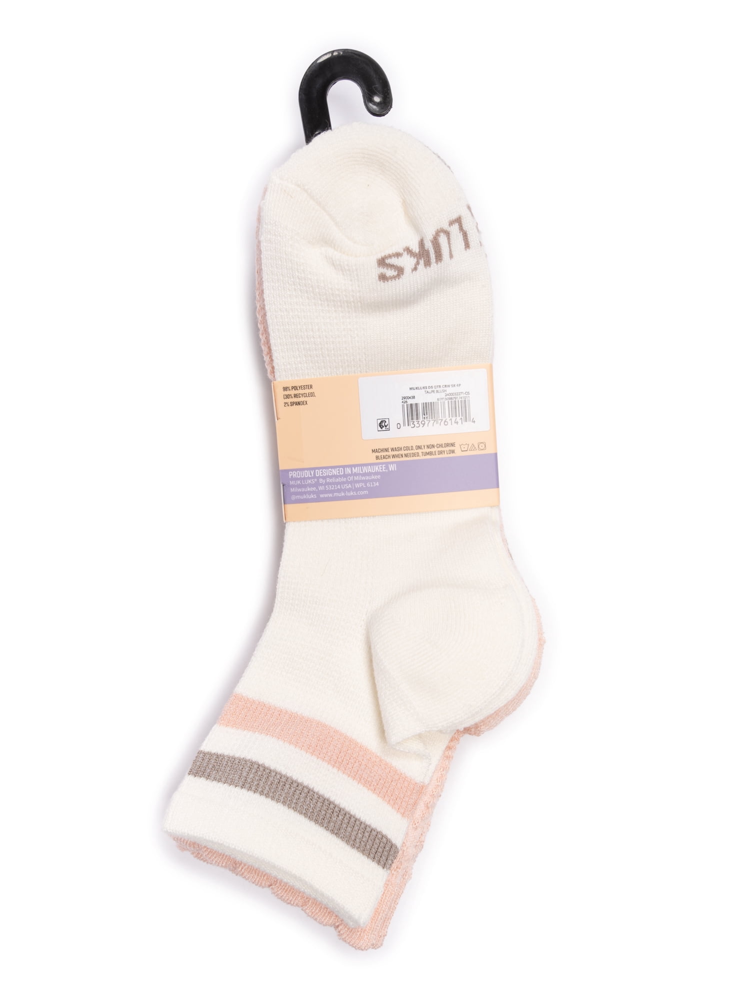 MUK LUKS Women's Dream Step Quarter Crew Socks, 4 Pair Pack