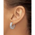thumbnail image 3 of Sterling Silver Rhodium-Plated Hammered Center Cz 5.5Mm Hoop Earrings (Width 19) (Length 19) - Jbsp, 3 of 5