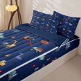 thumbnail image 3 of Metsweet Cartoon Truck Zipper Twin Comforter Sets with Fitted Sheet and 2 Pillowcases, Kawaii Animal Dinosaur Zipper Bedding Set, Orange Navy Blue,4-Piece,Navy Blue Reversible, 3 of 6