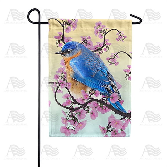 America Forever Spring Bird Garden Flag 12.5 x 18 inches Double Sided Bluebird, Flowers, Colorful, Vibrant Design, Blossom - Seasonal Yard Lawn Outdoor Decorative Spring Summer Garden Flag