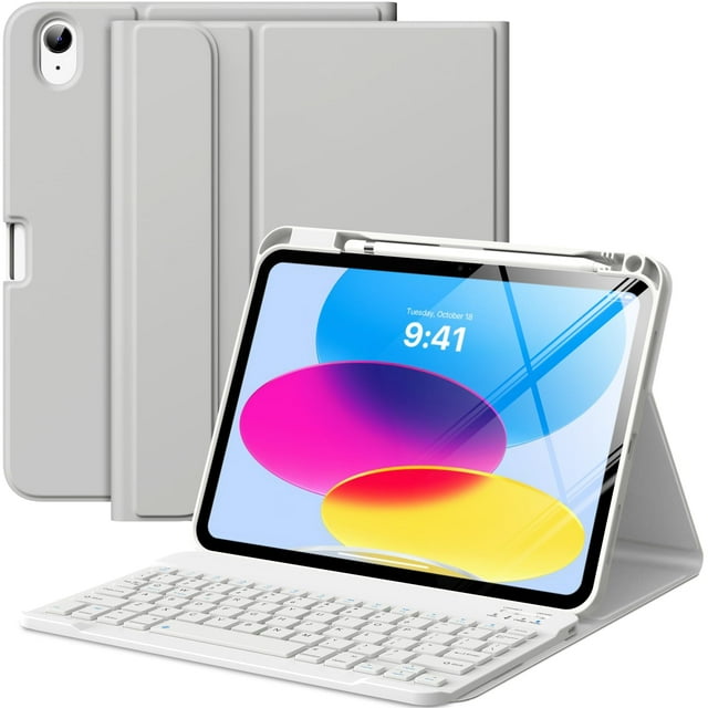 Funda con teclado MoKo para iPad 11.ª generación, 11 pulgadas (2025), color plateado