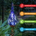 thumbnail image 5 of Exhart  Hand Blown Pearlized Blue Glass Twisted Flame Solar Powered Garden Stake with Finial, 36 inch, Metal, 5 of 7