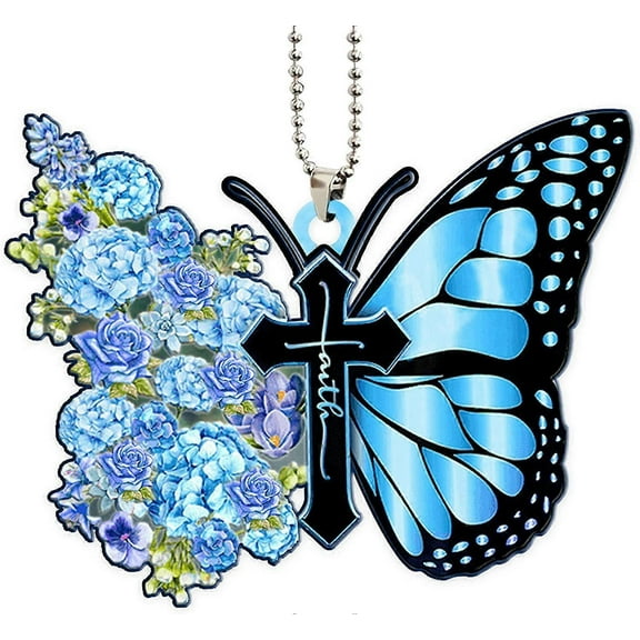 Flower Faith Christmas Tree Ornament Father's Day - Birthday Gift - Butterfly Jesus Xmas Tree Hanging Gift