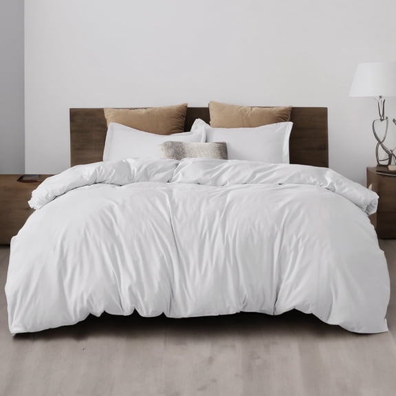 U by Bedsure Queen White polyester microfiber material Duvet Covers 3 Pieces, 1 Duvet Cover and 2 Pillow Shams