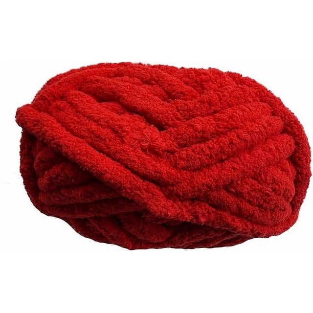 Chunky Knit Chenille Yarn for Hand Knitting Blankets, Super Soft Big Jumbo Blanket Yarn