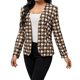 thumbnail image 1 of Chaquetas de traje estilo casual Chaqueta de traje con bolsillo y estampado informal de manga larga con cuello en V para mujer,blazer moda（Caqui， M), 1 of 5