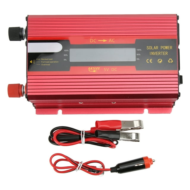 Inversor de corriente rojo Entrada DC12V/24V a salidas AC110V Detección de voltaje de pantalla LCD nominal de 420W