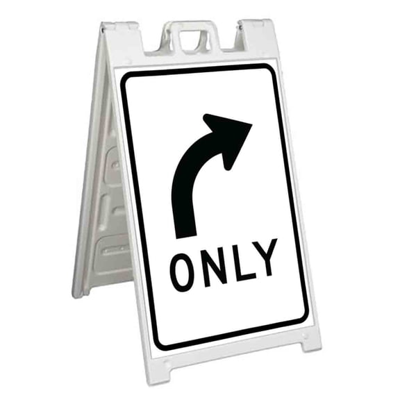 Right Turn Only (24" X 36") Standard A-Frame Signicade, Includes Decal Applied To Stand
