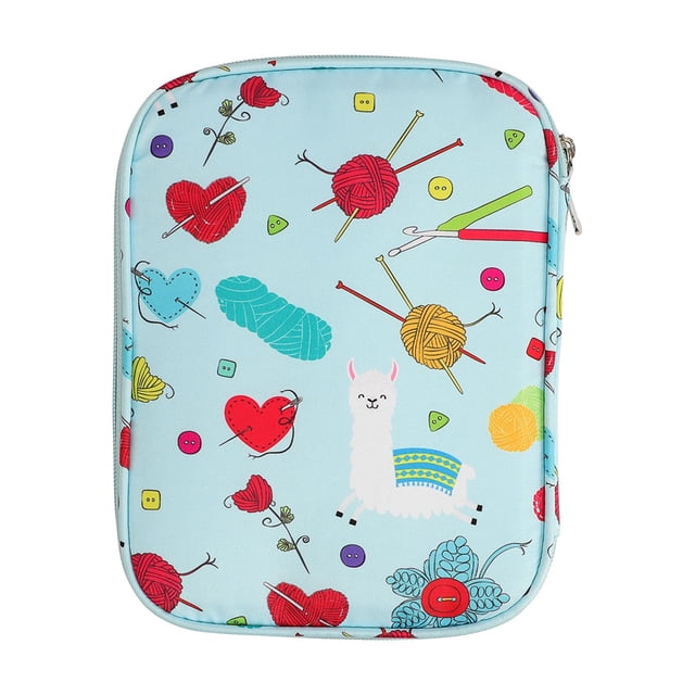 Estuche de viaje para agujas de tejer, organizador, bolsa vacía con cremallera, multiusos, compacto, resistente, 22x14x4cm con bolsillos de malla para