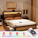 thumbnail image 3 of Cama Matrimonial FABATO con cabecera y almacenamiento luces LED, 3 of 5