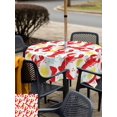 thumbnail image 5 of Outdoor Tablecloth with Umbrella Hole for Patio/Picnic/Party/Camping, Red Lobsters Coastal Waterproof Table Cloth Square Cover Washable, Lemon Summer Leaves Nautical (60"x 60"), 5 of 9