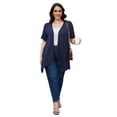 thumbnail image 3 of Uvplove Women's Short Sleeve Summer Open Front Cardigan Lightweight Knit with Pcokets,Navy Blue,XL, 3 of 7