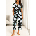 thumbnail image 5 of WQD Womens Pajama Sets Pj Set Floral Print Short Short Sleeve Top With Capri Pants Sleepwear 2 Piece Loungewear with Pockets, 5 of 6