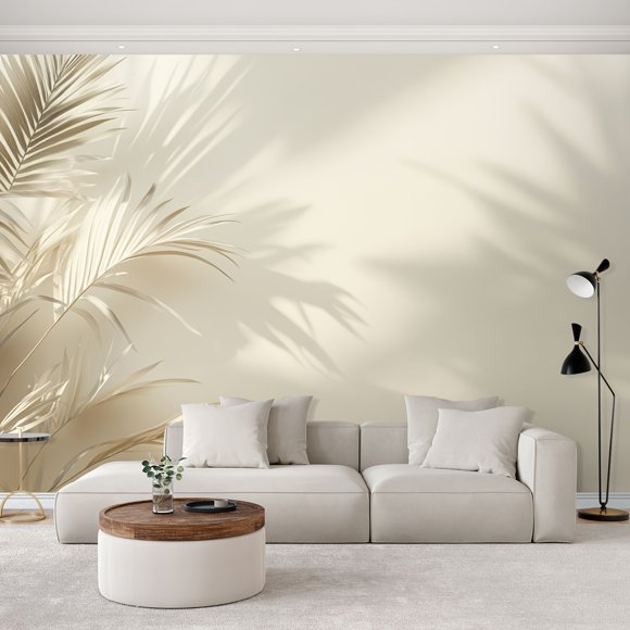 LOVEVER Canvas Wallpaper Sophisticated Minimalist Palm Frond Peel & Stick Wallpaper Self-Adhesive Removable Wall Decor for Living Room Bedroom - 100” x 144” Made in the USA