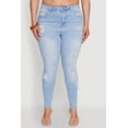 thumbnail image 4 of Womens Plus Size WAX Distressed High Waisted Skinny Jeans, 4 of 5