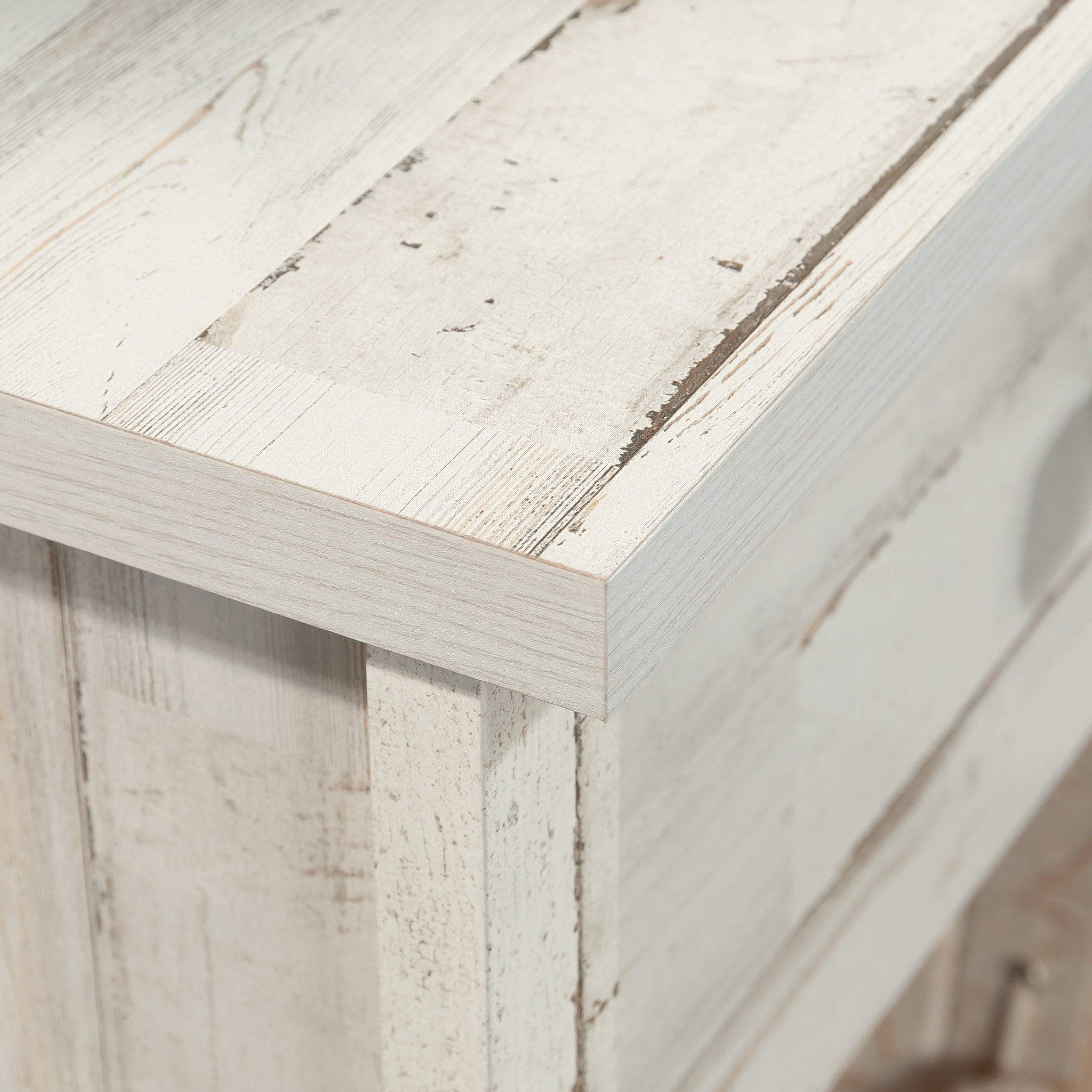 Sauder River Ranch Rustic Nightstand with Drawer, White Plank Finish