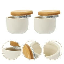 UPOUART Ceramic Tea Canister Set with White Lids, Multi-Purpose Kitchen Storage Containers, 2 Pieces