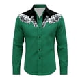 thumbnail image 4 of SOFTCCLO Mens Shirts Casual Carnival Western Cowboys Long Sleeve Top Festive Print Button Down Lapel Comfortable Shirt for Men Dark Green XL, 4 of 4