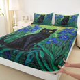 thumbnail image 3 of Manfei Animal Black Cat Twin Sheet Sets 3pcs for Boys Girls,Cartoon Floral Animal Twin Fitted Sheet Microfiber,Chic Purple Flowers Breathable Flat Sheet,Breathable Home Decor, 3 of 7