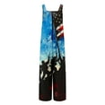 thumbnail image 5 of Wiyuqeen Independence Day Overalls for Women Summer Sleeveless Cotton Linen Bib Overalls Vintage 4th of July Wide Leg Jumpsuits with Pocket, 5 of 8