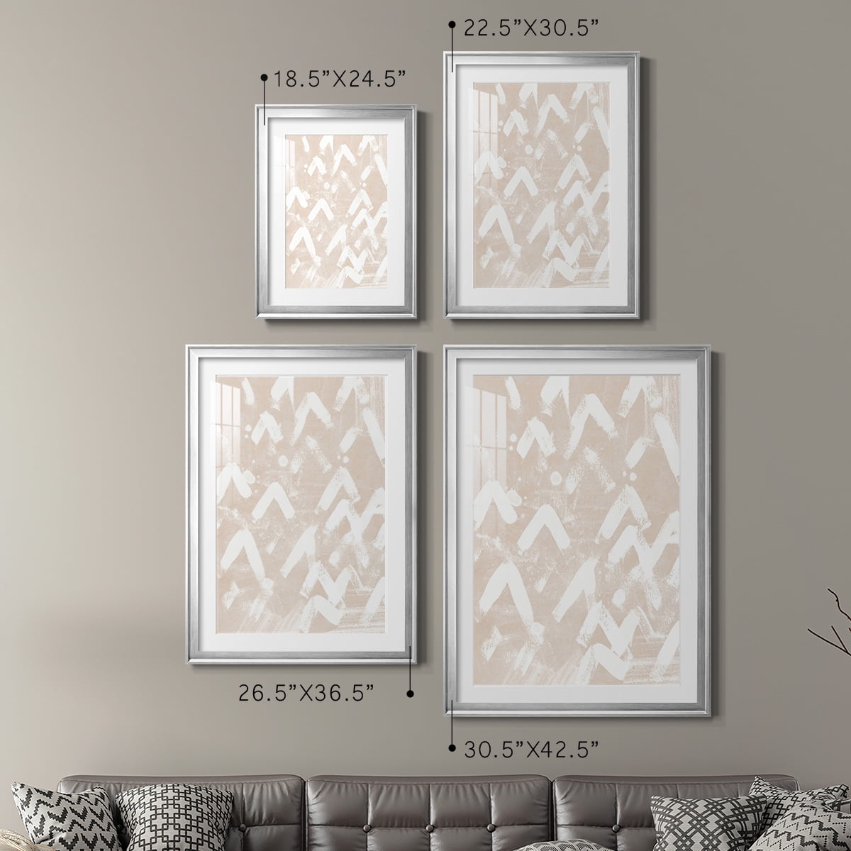 Wexford Home Earth Etching III Premium Framed Print, 30.5" x 42.5" - Ready to Hang, Silver (Set of 2)