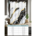 thumbnail image 6 of No Hook Shower Curtain with Snap in Liner,Grey Gradient Marble Abstract Art Waterproof Bath Curtain Double Layers with See Through Top Window,Gold Foil Hotel Shower Curtains 36x72in, 6 of 9