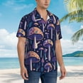 thumbnail image 3 of Balery Floral Hippie Mushrooms Camisas hawaianas de manga corta para hombre, camisas playeras de corte holgado, camisas de vacaciones con botones,Small, 3 of 7