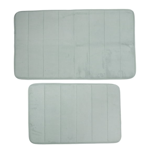 Unique Bargains 2 Pcs Memory Foam Bathroom Mat Non Slip Soft Bath Mats Rugs Machine Washable Gray 40x60cm 50x80cm
