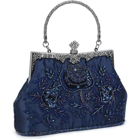 1920s Vintage Clutch Purse Beaded Evening Bag for Women Formal Bridal Sequin Handbag Clutch for Wedding/Prom/Cocktail