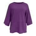 thumbnail image 6 of Oversized Tshirts for Women Non Slit Patched Color Bell Sleeve T Shirt Women's Summer Casual Crewneck Batwing Half Sleeve Tee Loose Basic Purple Summer Tops for Women, 6 of 9