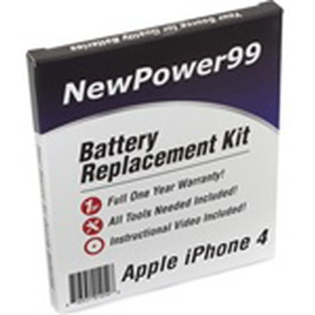 Apple iPhone 4 Battery Replacement Kit with Tools, Video Instructions, Extended Life Battery and Full One Year