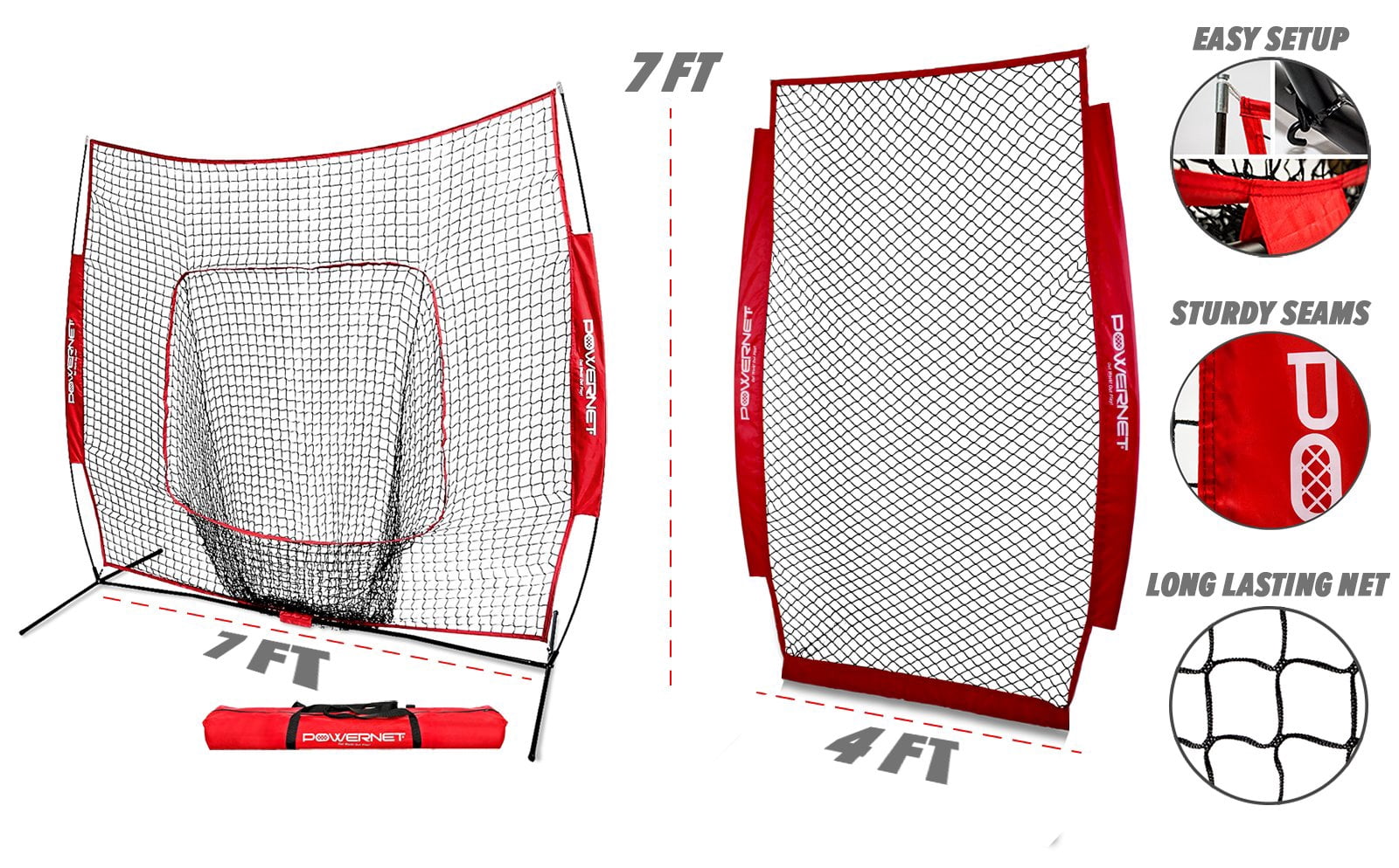 Kit Entraînement Baseball PowerNet - Filet 7x7 Avec Cibles Et Strike Zone
