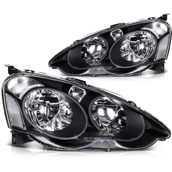 ECCPP Headlight Assembly For Acura RSX 2002-2004 Driver and Passenger Side (Clear Lens Black Housing Clear Reflector)