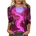 thumbnail image 2 of Jienlioq Hauts Tube pour Femmes Mode Décontractée Halloween Imprimé Col Rond Manches 3/4 T-Shirt en Solde, 2 of 5