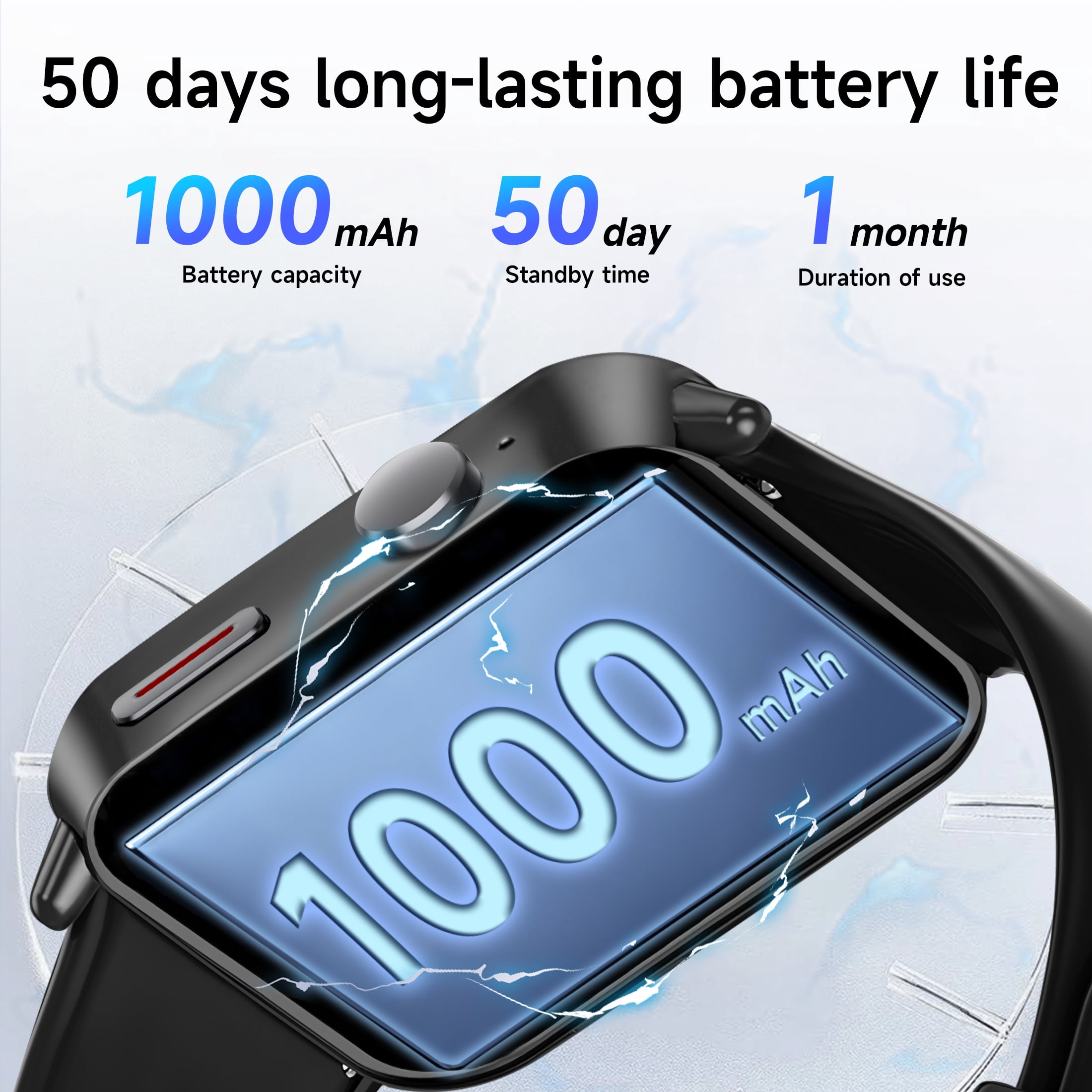 FITORA New 1.83"HD Screen Men Women Smart Watch 2026, with Bluetooth Call Answer Multi-Sports Modes 1000mAh 10 Days Battery Life Compatible with Android and iPhone-White