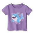thumbnail image 3 of WOYY Little Girls Cartoon Shark Print Short Sleeved T-Shirt Kids Graphic Tee, Sizes 1-13, 3 of 3