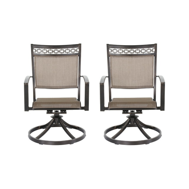 All Weather Patio Dining Chair, Sling Fabric Swivel Rocker With Rustproof Finish Aluminum Frame, Outdoor Garden Furniture 2 Pieces Sets