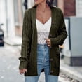 thumbnail image 2 of Wyobmus Women's Open Front Cardigan Sweaters Fall Button Down Cable Knit Loose Soft Long Sleeve Outerwear Coats A-Olive Green, 2 of 7