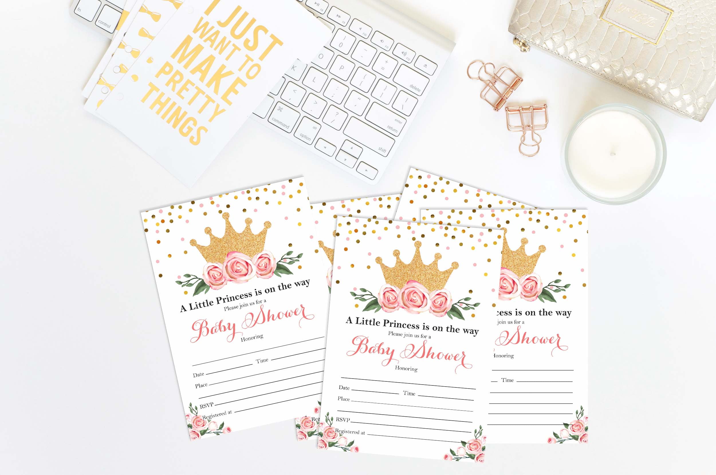 Inkdotpot 30Gender Reveal Baby Shower Invitation Cards Princess Fill In  Blank Invites - Walmart Business Supplies, image size:2500x1660