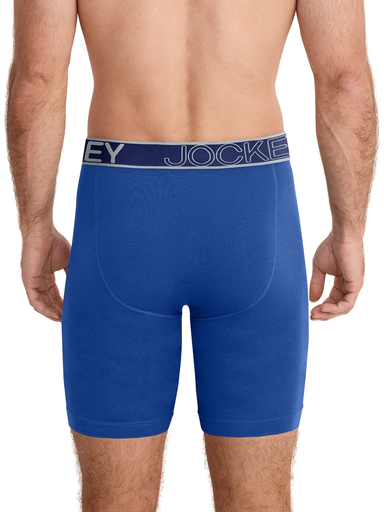 Jockey Essentials Men's Durable Cotton Stretch 8" Long Leg Boxer Brief - 3 Pack